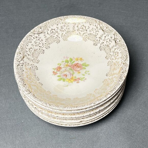 Dinner Plates 10" Royal China Rose Glory 24 Kt Gold-Set 12-Vintage 1950s - Picture 10 of 16